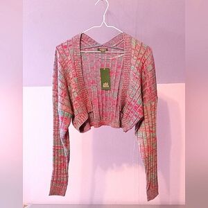 NWT Wild Fable cropped retro sweater -  size L Blue/purple/pink